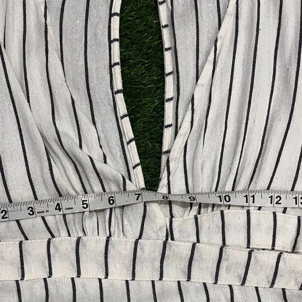 Billabong Robe Life White and Black Plunge Neck Striped Dress small - Picture 13 of 15